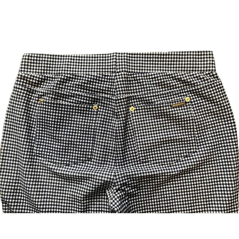 Michael Kors Womens Navy/White Checkered Skinny Pull-On High-Rise Pants | Size L - Picture 4 of 10
